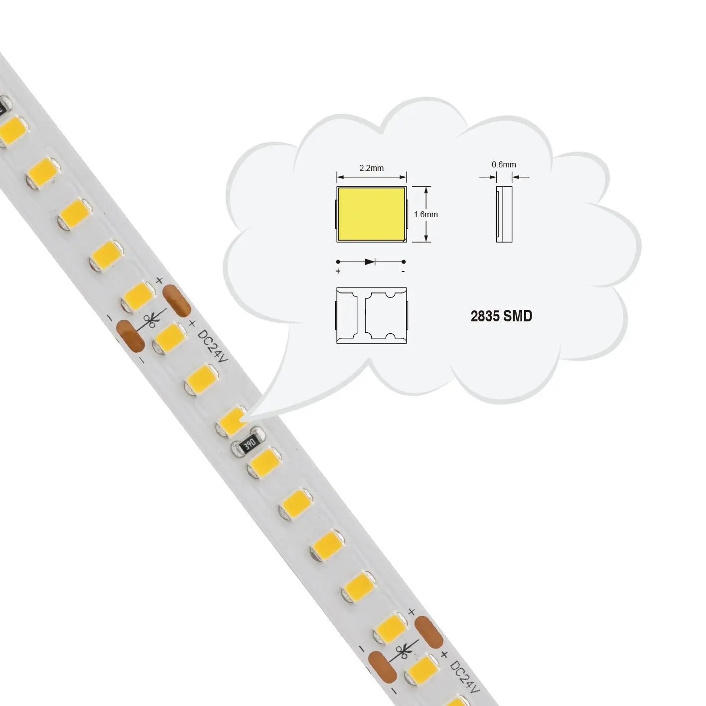 NPHIS 2835 SMD LED Flexible Strip Light — 120 LEDs/m High Brightness