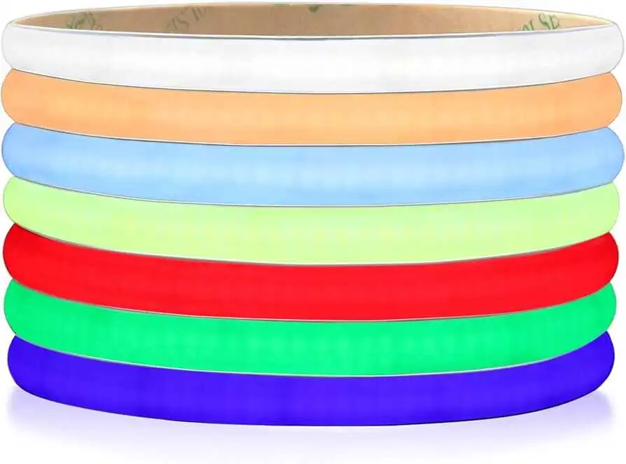 Flexible silicone neon strip lights in rainbow colors, demonstrating top bending and side bending silicone neon flex