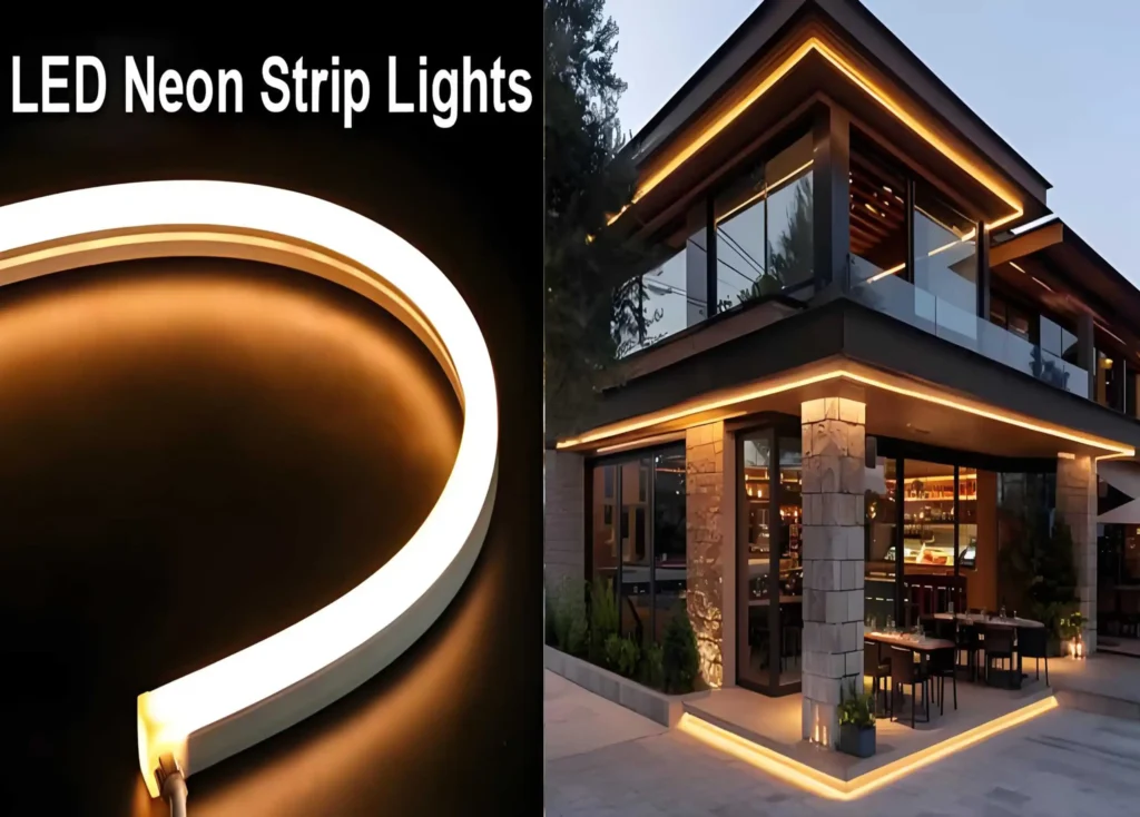 P67 waterproof silicone neon flex LED strip curved around modern building for outdoor architectural lighting in 2026