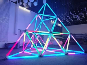 DMX512 addressable LED strip displaying dynamic color chasing effects in commercial retail and event space for 2026 B2B projects