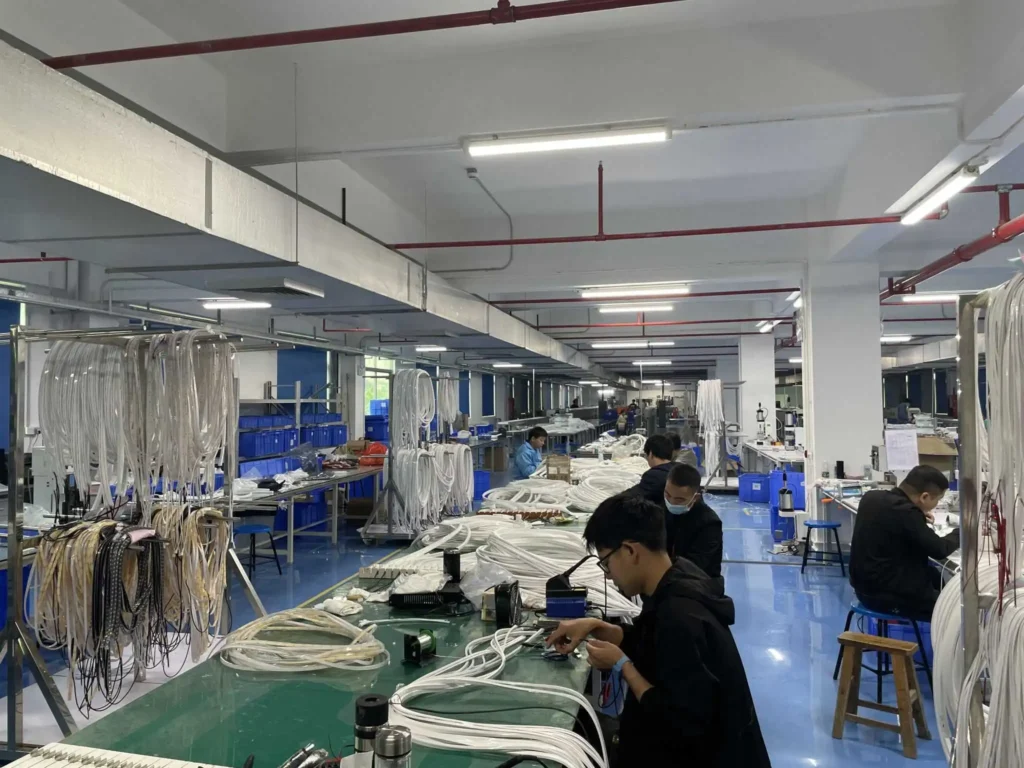 Nphis LED factory production line showing LED strip light manufacturing and quality control process