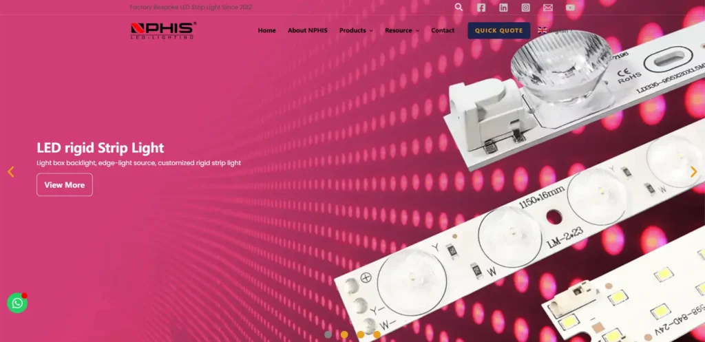 NPHIS LED lighting Website Homepage Image
