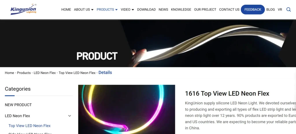 Colorful LED neon ring light on a dark background, used to showcase a product on the page.