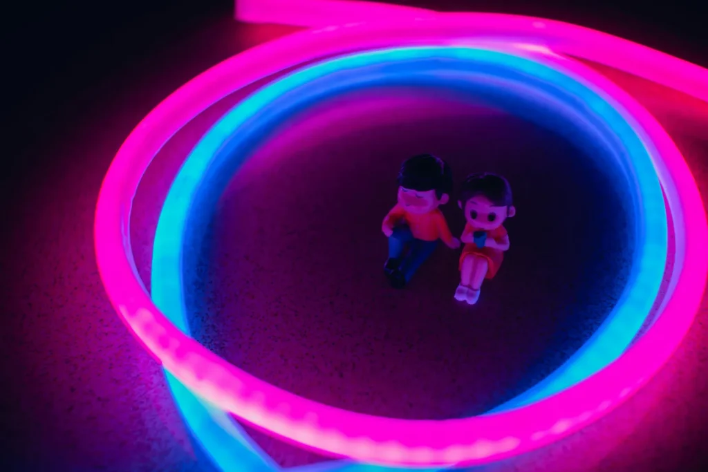 RGB flexible LED neon strip used as colorful backlight source for stretch ceiling, light box and decorative architectural lighting