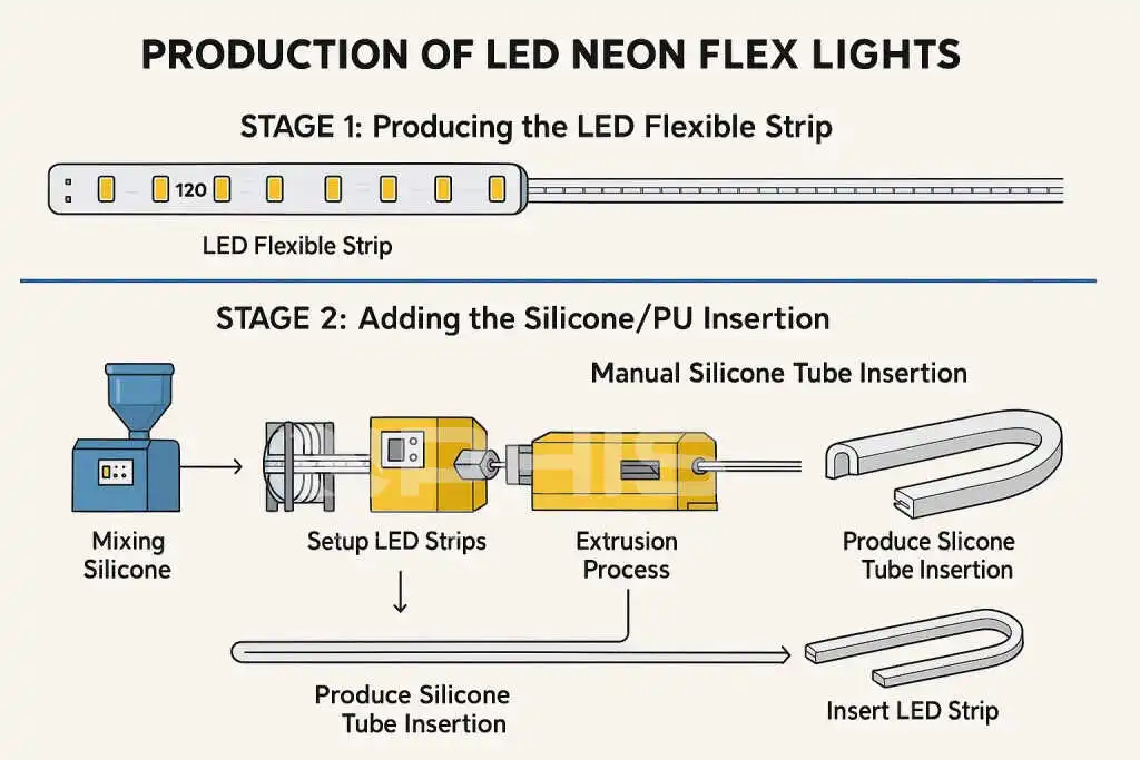 Silicone LED neon flex co-extrusion production line in a Chinese manufacturing facility