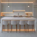 Minimalist modern kitchen with under cabinet LED lighting and hidden LED strips under cabinets, demonstrating how to hide LED strips under cabinets for clean, seamless kitchen design
