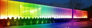 Waterproof side bend silicone LED neon flex strip, colorful gradient facade decorative neon lighting for outdoor commercial building exterior wall, IP67 flexible neon light for storefront and hotel exterior ambient decor