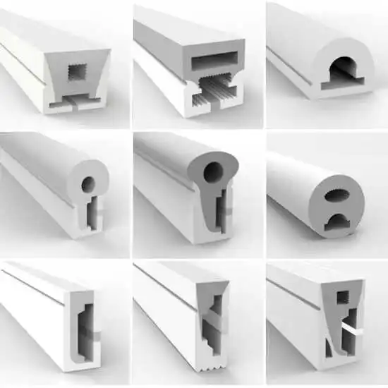 Custom silicone LED neon flex profiles with top and side bending capabilities, for OEM/ODM silicone neon lighting solutions.