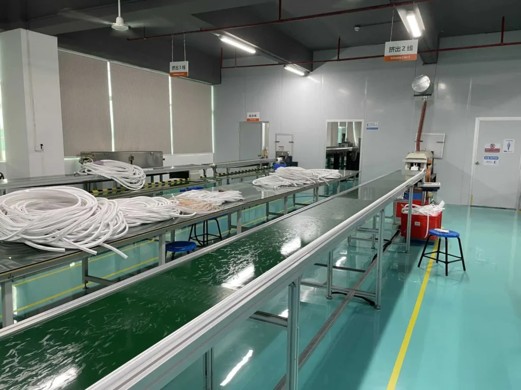 Factory direct silicone LED neon flex extrusion line, supporting OEM LED neon flex manufacturing and IP67/IP68 waterproof silicone neon flex production.