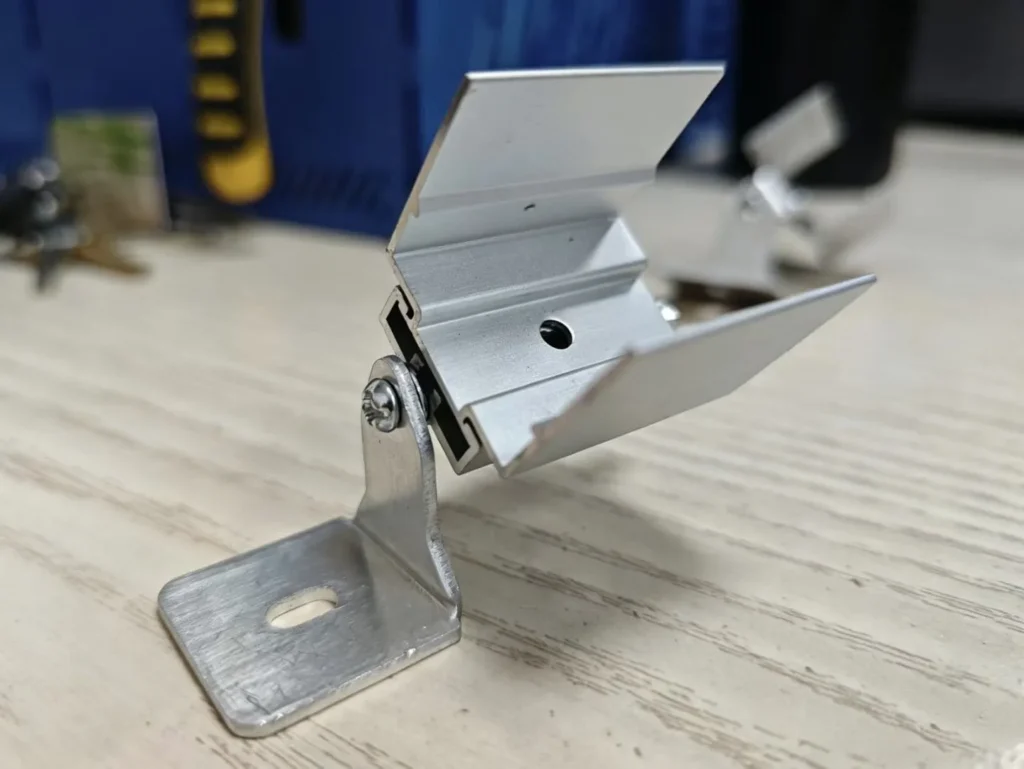 Adjustable aluminum mounting bracket for top bend LED neon flex outdoor facade installation — heavy-duty metal fixing hardware for architectural contour lighting on building exteriors