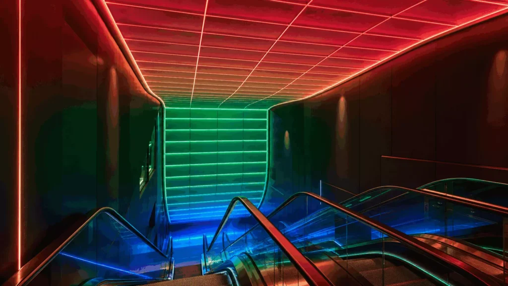 dmx-led-neon-flex-shopping-mall-interior-dynamic-lighting » Custom LED Strip Lights Manufacturer | Silicone Neon Flex Supplier China » Custom LED Strip Lights Manufacturer | Silicone Neon Flex Supplier China DMX LED neon flex installed in a shopping mall interior for dynamic RGBW architectural lighting and entertainment-style scene control.