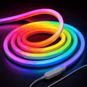 Multi-color rainbow dynamic RGB silicone LED neon flex matched with wired touch controller, dimmable flexible strip light for professional commercial decorative lighting projects