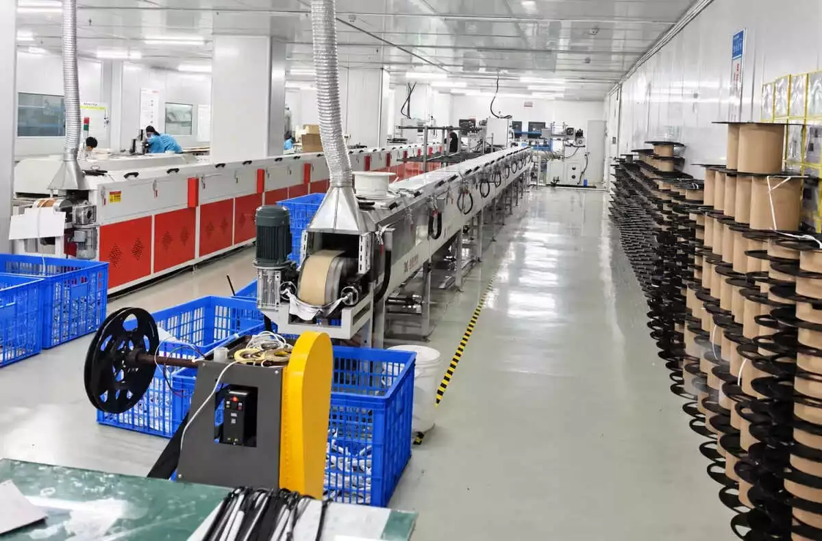 Silicone LED neon flex OEM production line in factory workshop, custom private label flexible neon light manufacturing
